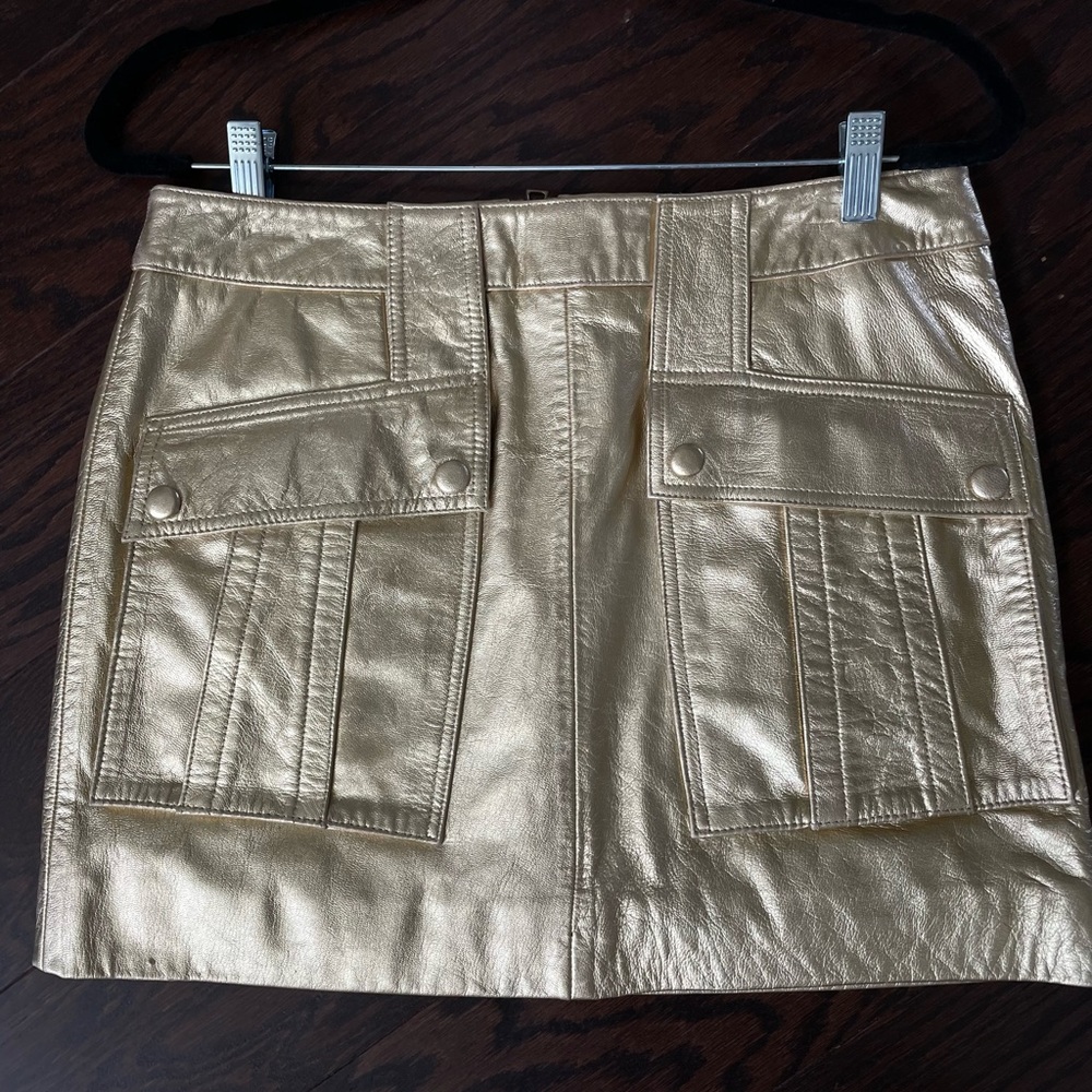 Gold Moschino leather mini skirt